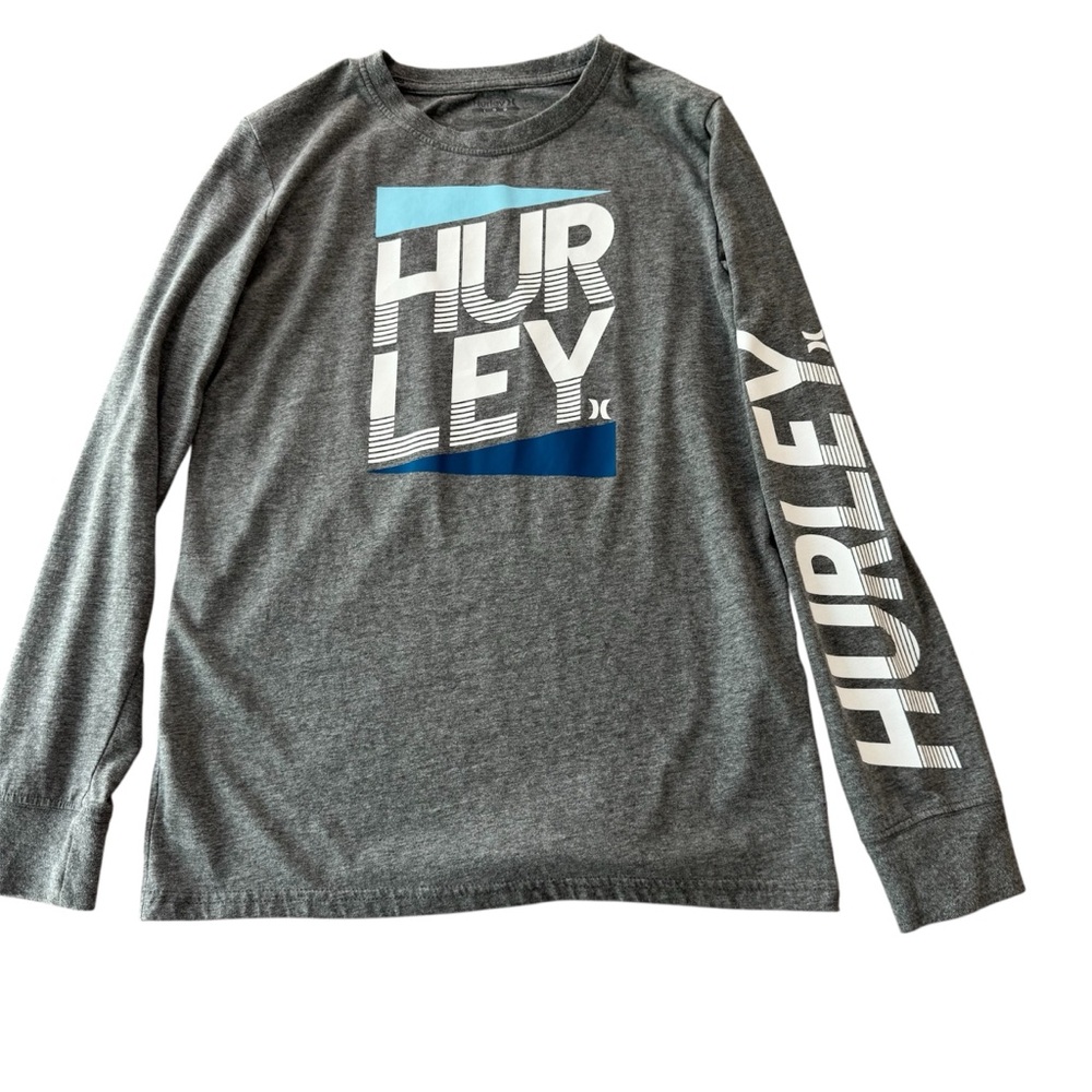 Hurley Youth Large Long Sleeve T-Shirt - Gray -100% Cotton